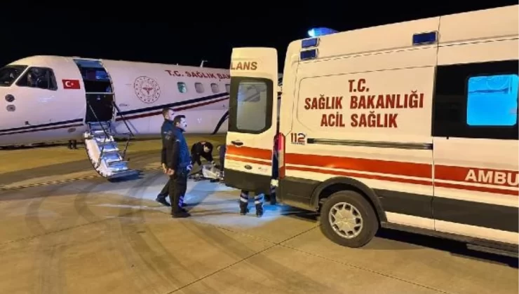 Mardin’de beyin kanaması geçiren yaşlı hasta ambulans uçakla Ankara’ya sevk edildi